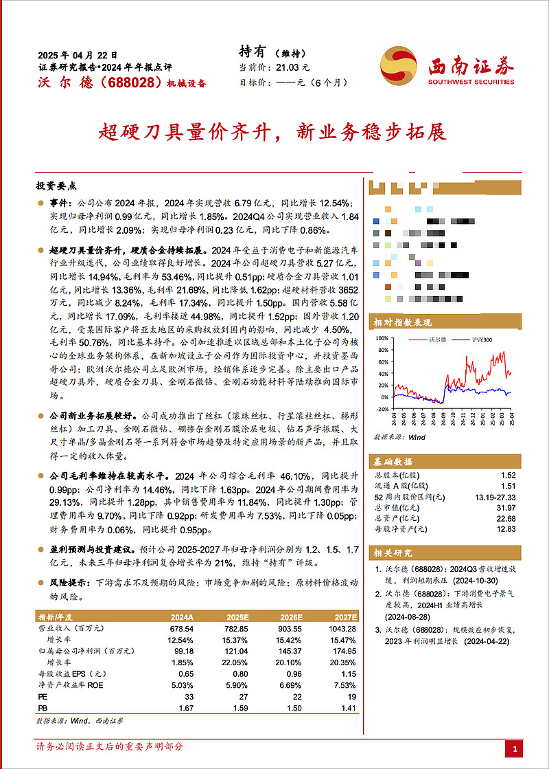 沃尔德：1月14日接受机构调研，包括知名机构盘京投资的多家机构参与